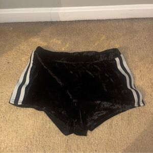 Victoria's Secret Black Velvet Shorts with White Stripes